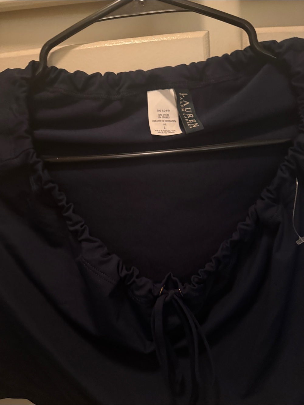 Lauren Ralph Lauren Navy Ruched Drawstring Swim skirt